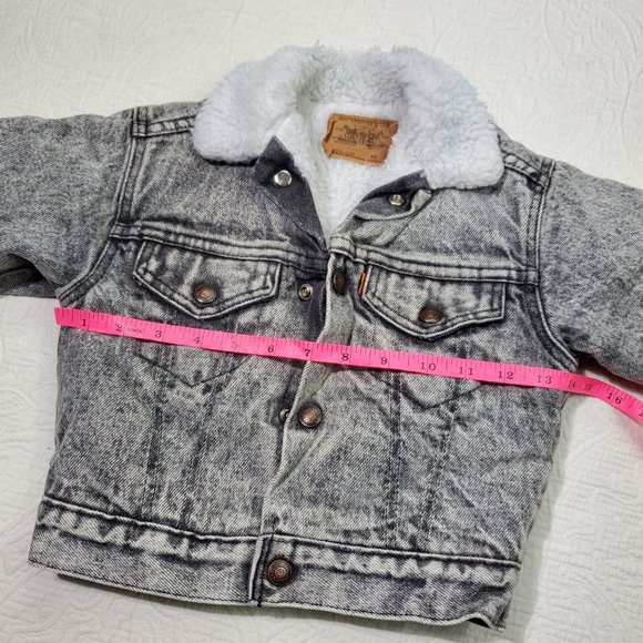 Vintage Levi's Black/Grey Acid Wash Sherpa Jacket 3t - Picture 5 of 11
